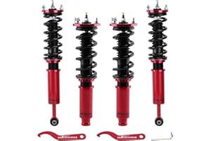 ZYAUTO Coilovers Adjustable with 24 Damping Level Setting for Honda Accord 1998-2002 for Acura CL 2001-2003 for Acura TL 1999-2003, Spring Shock Absorber Suspension Coil Struts, Lowering Height by 1-3” Red