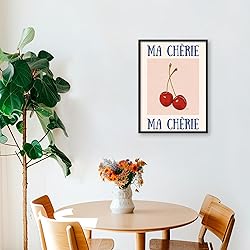 Funky Cherry Wall Art Vintage Red Blue Aesthetic