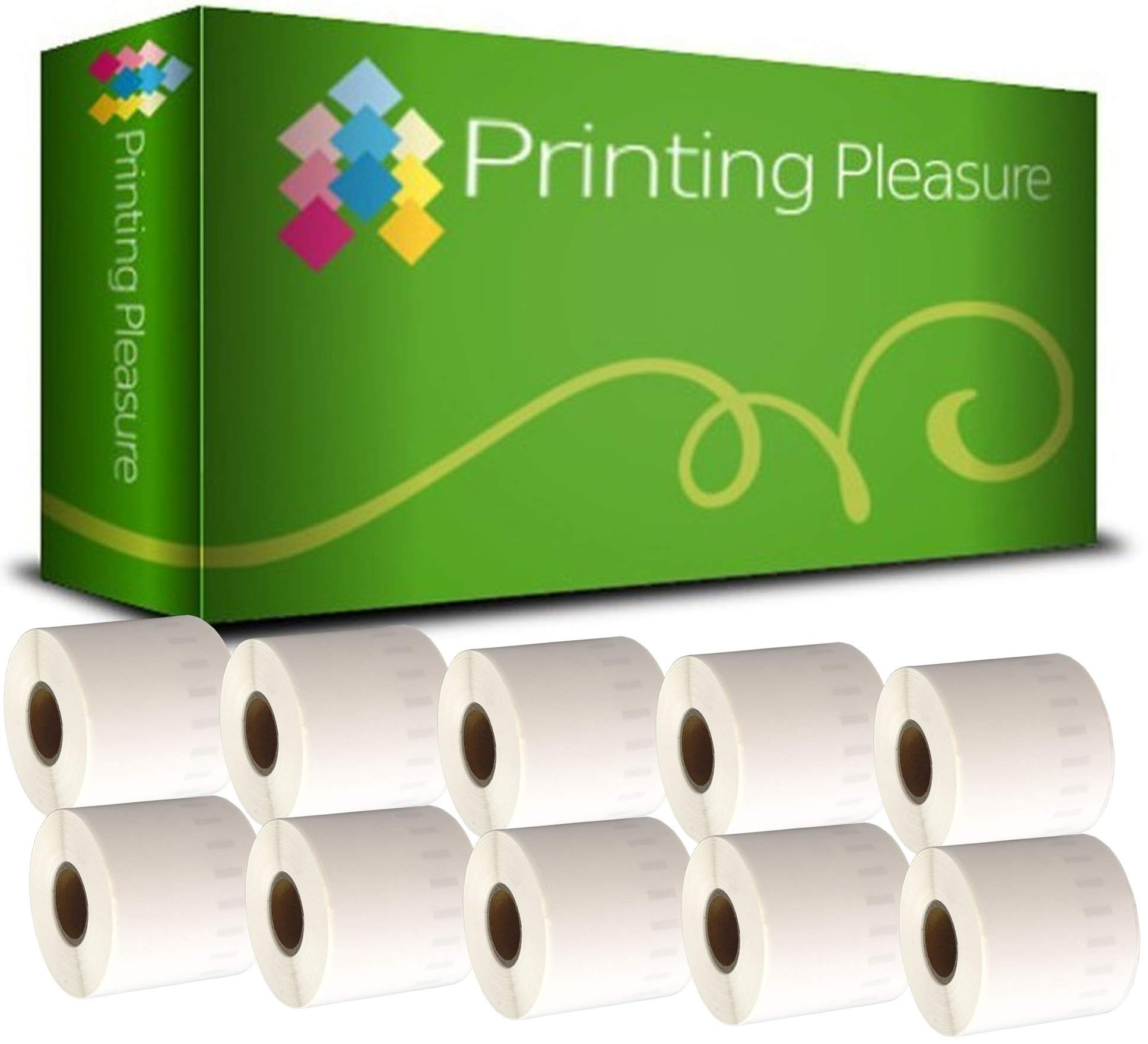Printing Pleasure 10 x 99019 Compatible Address Labels Rolls for LabelWriter & Seiko Label Printers | 59mm x 190mm | 110 Labels per Roll | Common Use: Lever Arch Labels