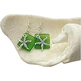 Sea Glass Starfish Dangle Earrings - Beach Glass Jewelry - Tropical Gifts for Women - Sea Star Drop Earrings - Green Earrings