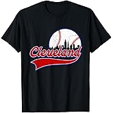 Vintage Cleveland City Downtown Skylines Baseball Fans Lover T-Shirt