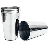 The Great Indian Bazaar Set of 4-14 Oz Stainless Steel Drinking Glasses Metal Tumblers, Unbreakable Shatterproof Pint Cups for Water, Juice, Milk, Coffee, Tea, Cold Beer & Cocktails,