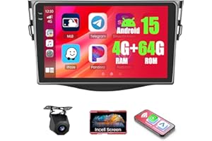4+64GB Android 15 Car Radio for Toyota RAV4 2007-2011 with Wireless Carplay Android Auto, Realdio 9 Inch in-Cell Touch Screen