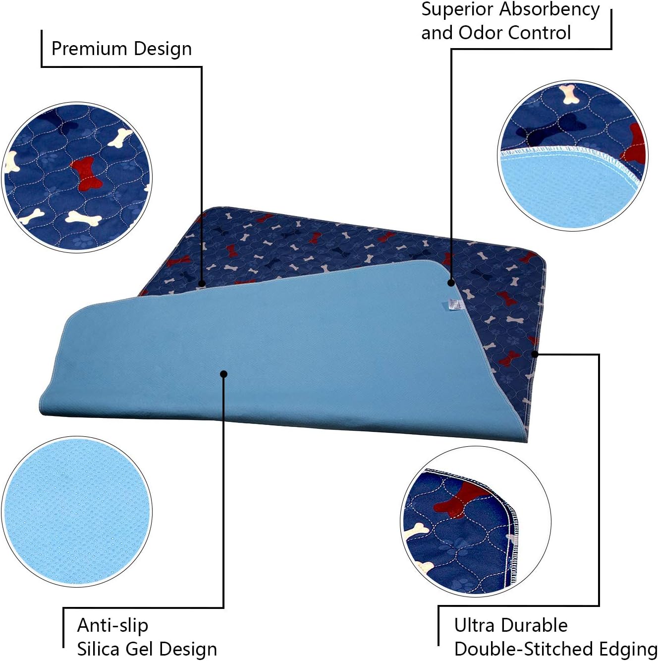 Washable Pee Pads for Dogs - Waterproof & Non-Slip Fast Absorbing Puppy Potty Training Pads,Reusable Whelping Pads, Pee Pad for Guinea Pig Cage,Dog Playpen Mat: Pet Supplies