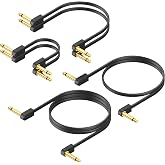 AA AUDIO ACCESSORY Gold-Plated Flat Ribbon Guitar Patch Cables Multi-Pack 6-Pack, Kevlar-Reinforced Built-to-Last Noiseless Quad-Layer Shielded, Guitar Pedal Cables for BOSS MXR EBS Pedal
