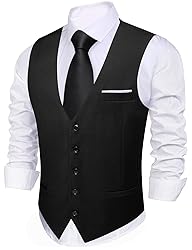 Barry.Wang Mens Black Vest Formal/Leisure V-neck
