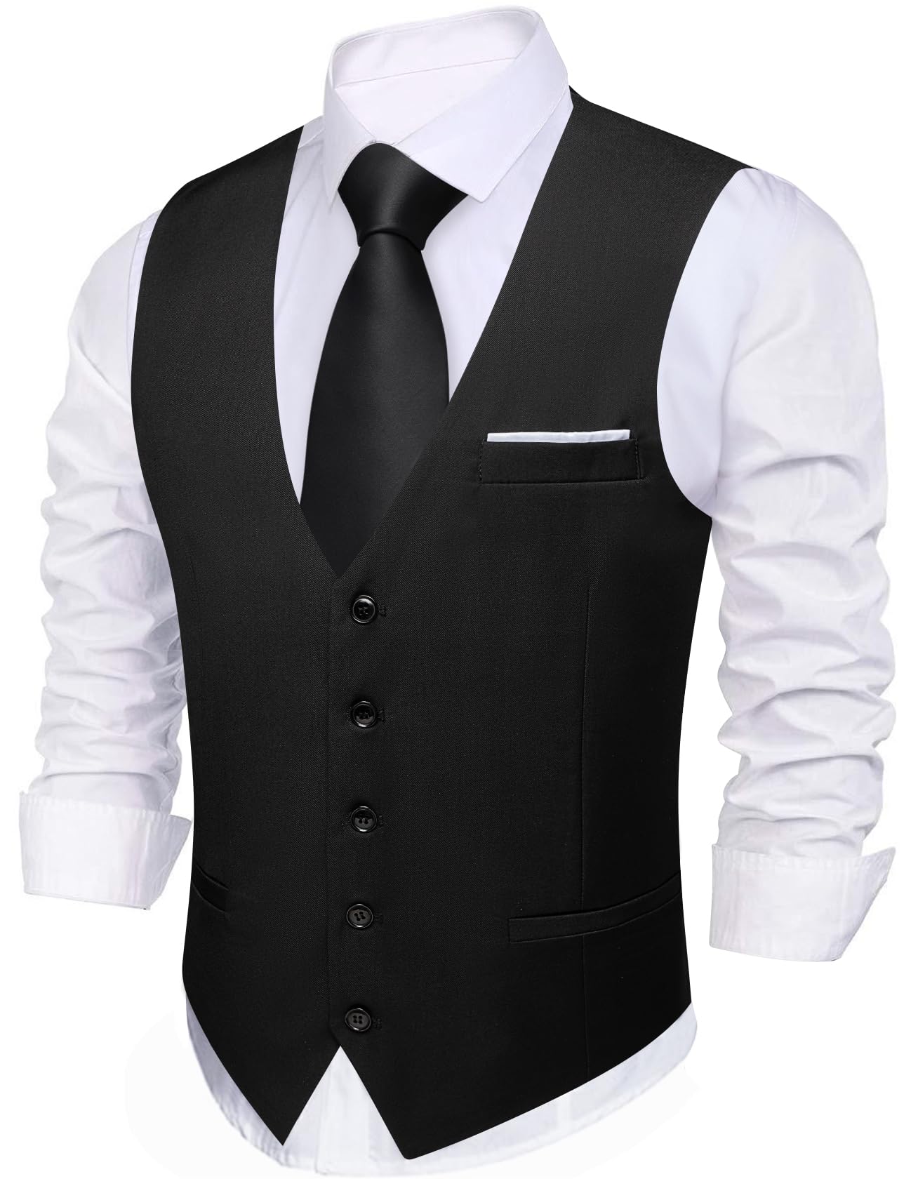 Barry.Wang Mens Black Vest Formal/Leisure V-neck