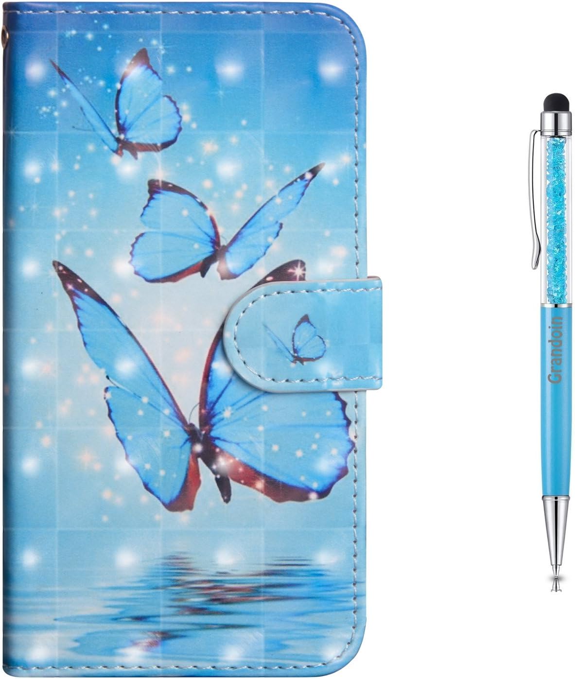 Grandoin for iPhone 6S/6 Plus Case (5.5 Inch), 3D Creative pu Leather Magnetic Flip Case Blue