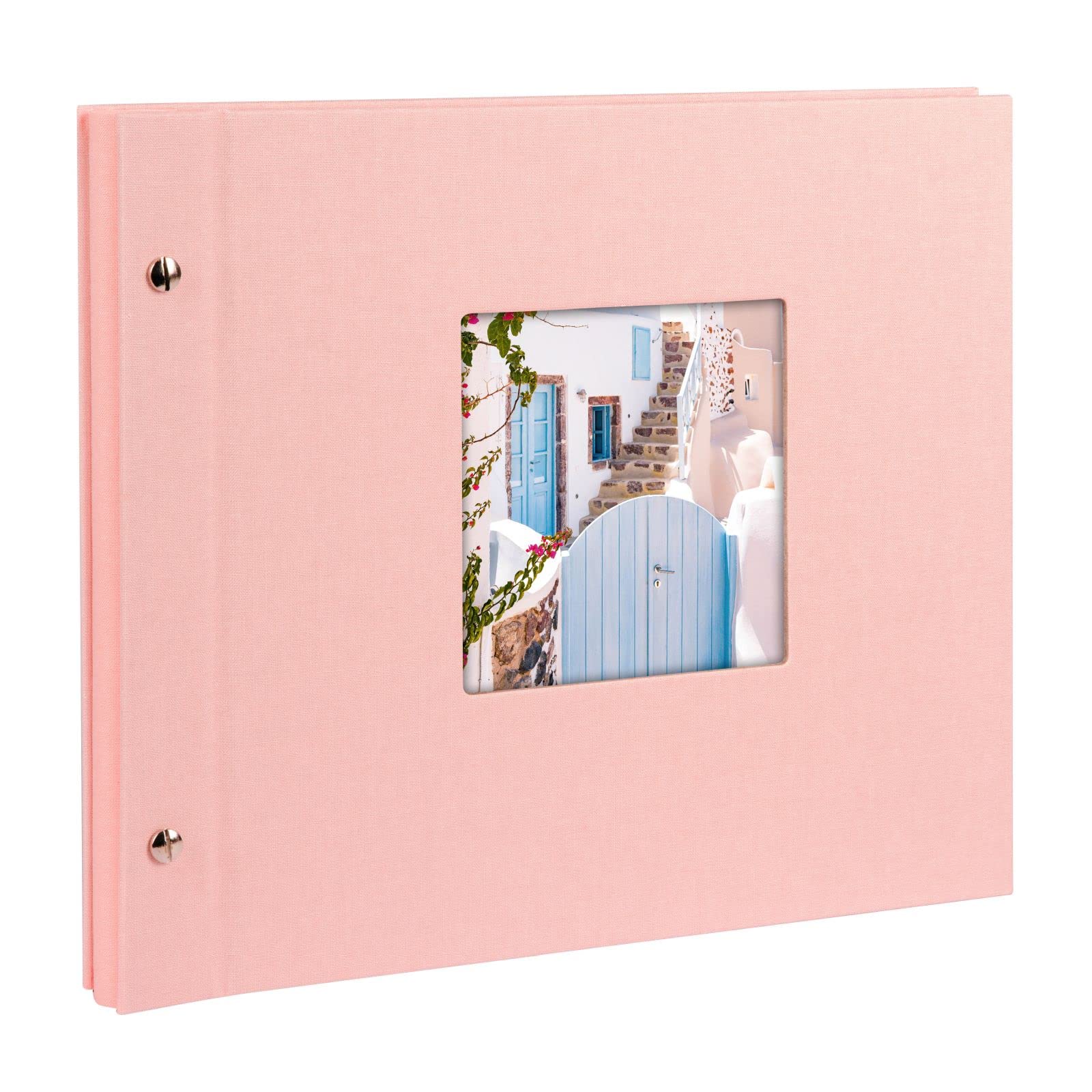 goldbuch Bella Vista 26822 Screw-In Photo Album 30 x 25 cm Photo Album with 40 White Pages with Glassine Dividers Expandable Album Linen Photo Book Rose