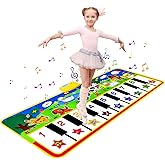 M SANMERSEN Piano Mat, 53'' x 23'' Musical Toys for Toddlers, Green Animal Theme, Electronic Keyboard, Piano Dance Mat, 16 Ke