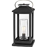 Hinkley Atwater Large Pier Mount Outdoor Lantern, Composite, Anti-Fade, Clear Seedy Glass, LED Included, Black Finish