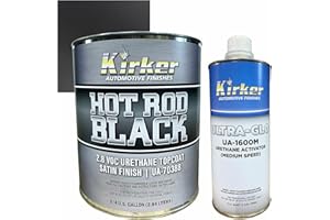 Kirker Hot Rod Black 2.8 VOC Urethane Topcoat Satin Finish UA-70388 3/4 Gallon with Medium Speed Activator