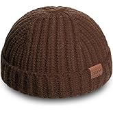 Fisherman Short Beanie Hats for Men, Knit Skull Cap Cuff Trawler Hat Mens Stylish Watch Cap Winter Warm Hat for Daily Wear
