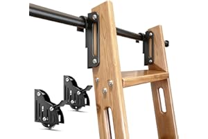 104RDHOUSE 10FT Sliding Library Ladder Hardware Kit,Black Telescopic Top Hook,Bottom Wheel with Brake,MAX Load 300lbs,No Ladder