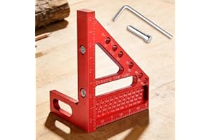 3D Multi-Angle Carpenter Square, 22.5-90 Degree Aluminum Alloy Measuring Ruler with Position Pin & Hex Wrench, High Precision