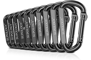 SUPOLOGY Carabiner Clip, 900 LBS 2.5" Iron Heavy Duty Caribeaners for Hammocks, Camping Accessories, Hiking and Gym, D Shaped Spring Hook Small Carabiners for Dog Leash, Key Ring