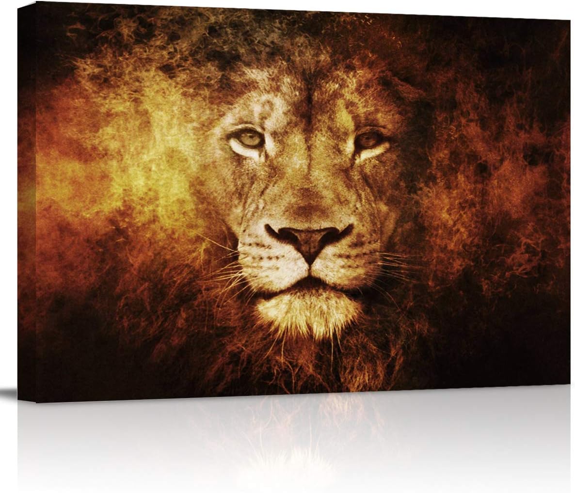 Canvas Wall Art - Lion Head Portrait Animal Pattern - Modern Wall Decor Gallery Canvas Wraps Giclee Print Stretched and Framed Ready to Hang - 12" x 16"