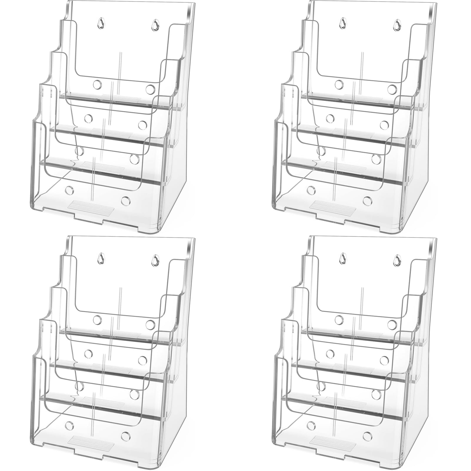 View 1 of ****ONLY 2PC*broken corners***MaxGear Acrylic Brochure Holder 8.5 x 11 inch, Tier Clear Literature Organizer Magazine Stand Display with Removable Divider for 4 x 9 inch Brochures, Pamphlet, Wall Mount or Countertop, 4 Pack***broken corners***