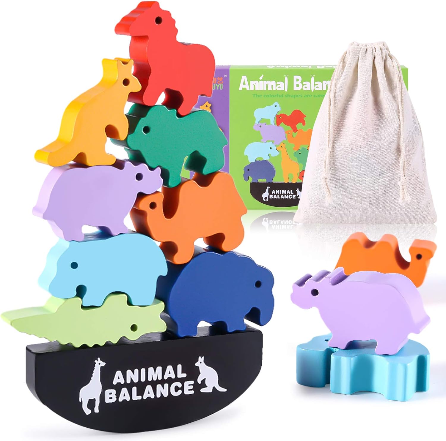 PJDRLLC Animal Stacking Toy for 4, 5, 6, 7 Years, Wooden