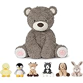 Niuniu Daddy 14" | 3.5 Pound Weighted Teddy Bear Stuffed Animal for Kids Adults, Giant Brown Bear Plush Toy Body Pillow, Weighted Beads for Stuffed Animals for Birthday Christmas Holiday Presents