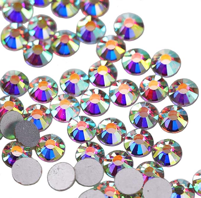jollin Kristalle Glue Fix Flatback Strasssteine Glas Glitzerelementen Gem Glitzersteine, Crystal AB, SS12 1440pcs