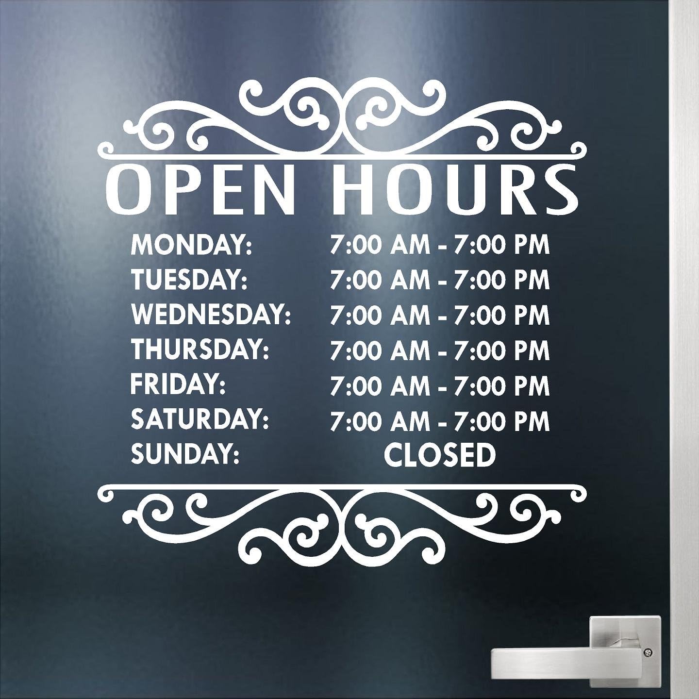 Amazon Custom Business Hours Sign For Glass Door Windows Smooth