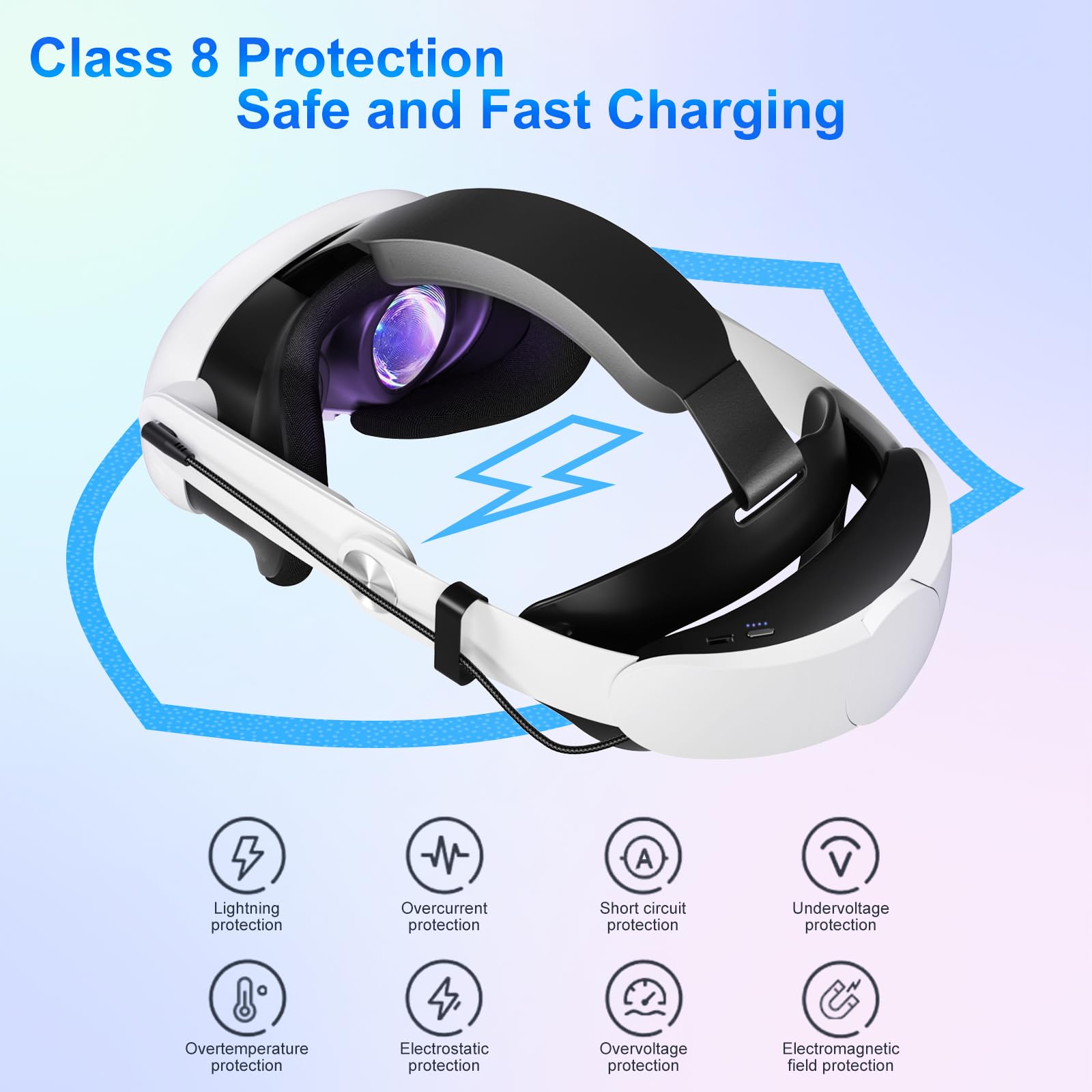 Saqico Head Strap Battery Compatible with Meta Quest 3S/Quest 3-10000mAh Elite Strap with Battery Pack Extend Playtime - Enhanced Support for Quest 3S - Replacement Battery Head Strap Accessories