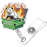 Funny Dumpster Badge Reel, Funny Possum Mental Health Retractable Badge Reel Gift for Nurse Doctor Colleagues Firefighters Social Workers