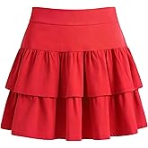 Ekfewou Little Girls Skirts Casual Ruffles Skirt School Uniform Skorts with Pockets for 4-11 Years