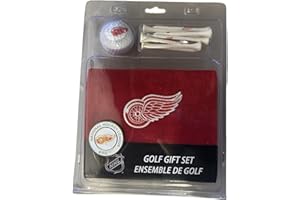 CaddyPro NHL Detroit Red Wings Golf Gift Set with Golf Ball, Metal Ball Marker, Tees and Towel, Red and White, Official Licen
