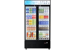 Ferueo Commercial Beverage Refrigerator, 30 Cu.ft. Fridge Display Glass Door Upright Display Door with Adjustable Shelves LED Light for Restaurant,Grocery Stores,Office