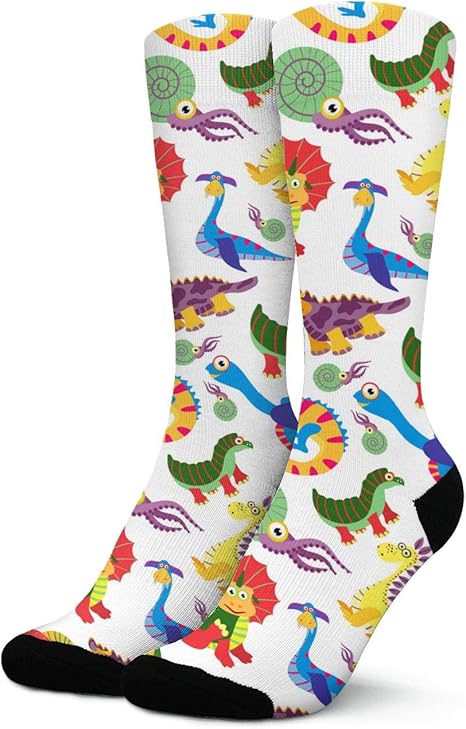 Womens Dinosaur Party Athletic Crew Socks Thick Crew Socks Colorful