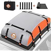 Sailnovo Rooftop Cargo Carrier Bag 21 Cubic, 1000D PVC Waterproof Vehicle Soft-Shell Carrier for Cars with/Without Roof Rack, Car Roof Storage Includes Anti-Slip Mat,10 Reinforced Straps, 6 Door Hooks