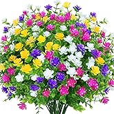 KLEMOO 8 Bundles Outdoor Artificial Fake Flowers UV Resistant No Fade Boxwood Faux Plastic Shrubs Plants for Garden Patio Porch Window Box Home Wedding Farmhouse Hanging Décor