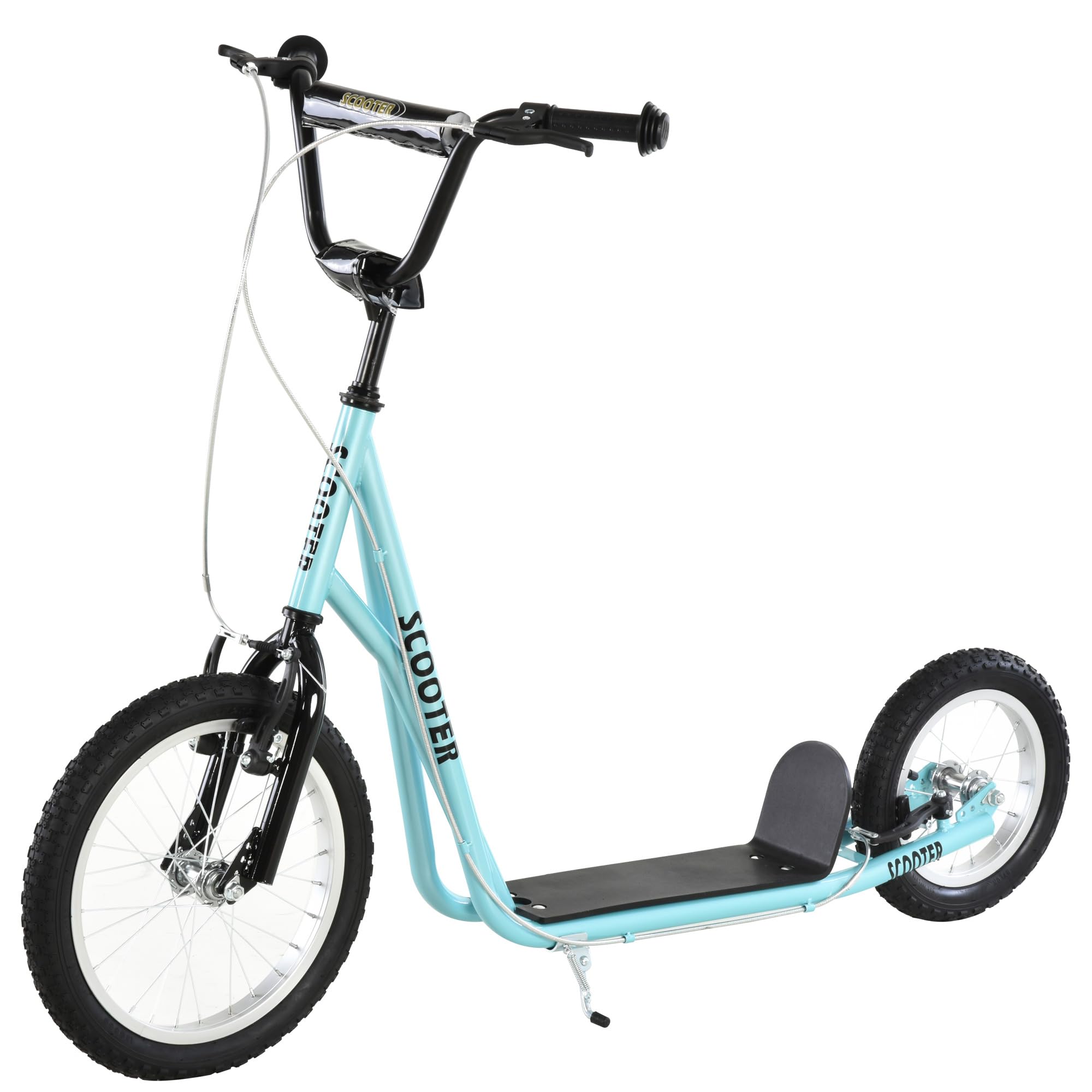 Aosom Youth Scooter Ride On Toy para 5+ 16 Delantero 12 Trasero Frenos Dobles Azul
