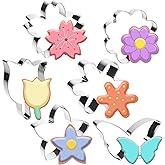 6 PCS Flower Cookie Cutters Set, Stainless Steel Flowers Cookie Cutters, Butterfly Cherry Blossom Tulip Daisy Shaped Baking Tools for Home Baking, Party Favors (Flower & Butterfly)