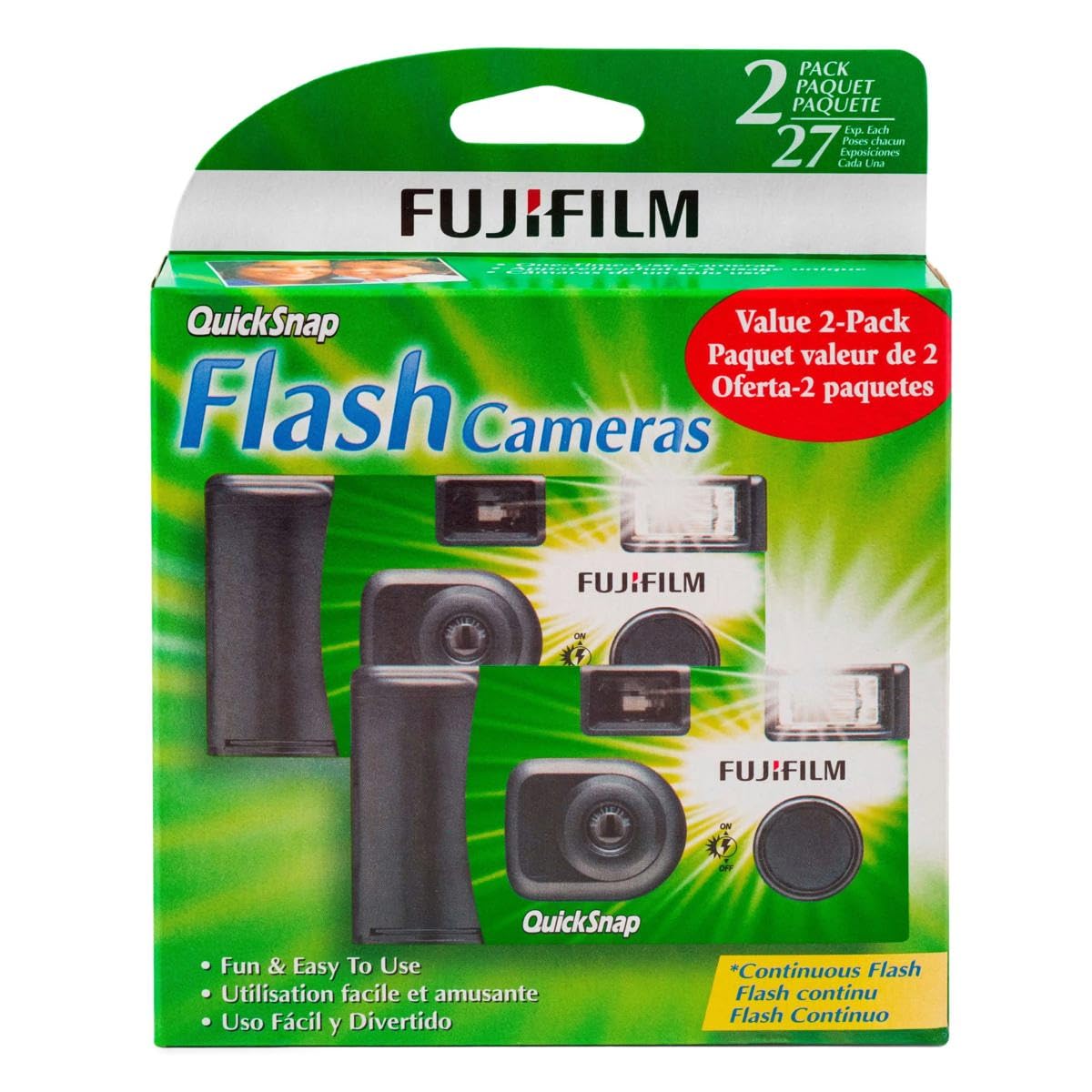 Fujifilm QuickSnap Flash 400 One Time Use 35mm Camera with Flash, 27 Exposures, 6-Pack