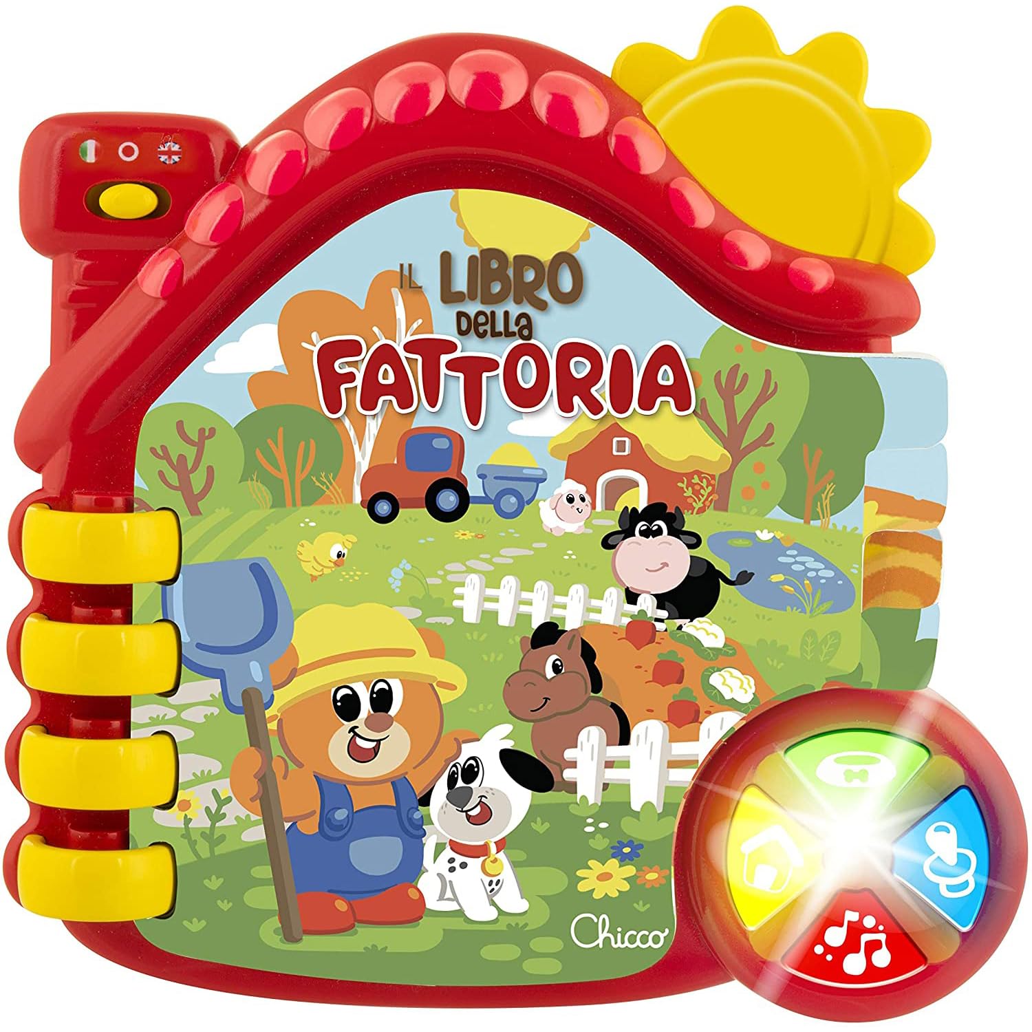 Chicco Farm Talking Booklet, Electric Learning Book, Bilingual Italian and English Display, Batteries Included, Age 6-36 Months, Multi-Colour