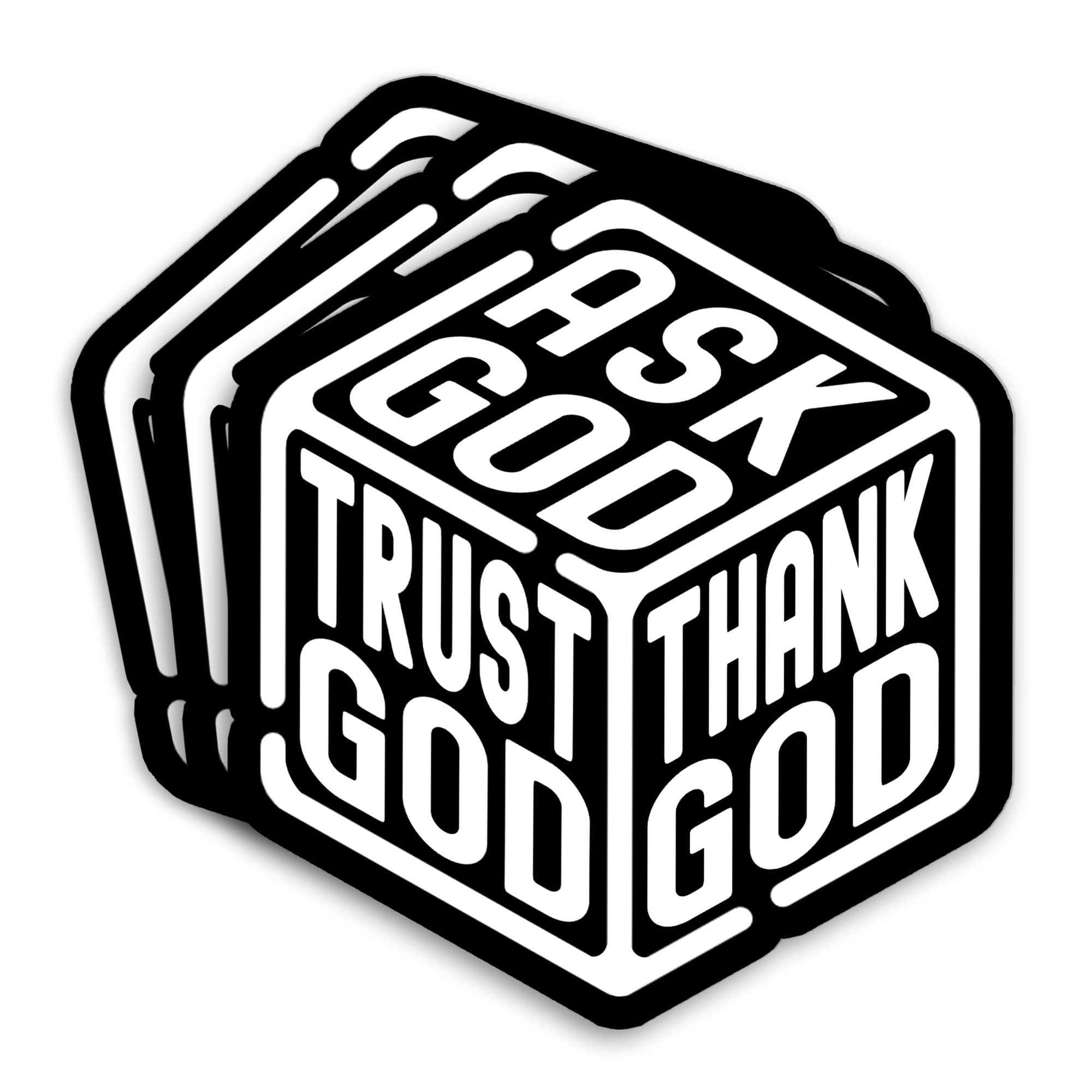 Photo 1 of (3Pcs) Ask God Trust God Thank God Sticker 2" Religious Christian Jesus Decal Bible Verse Motivational Positive Waterproof Vinyl Stickers for Laptop Water Bottle Tumbler Laptop Gifts 2 Inches