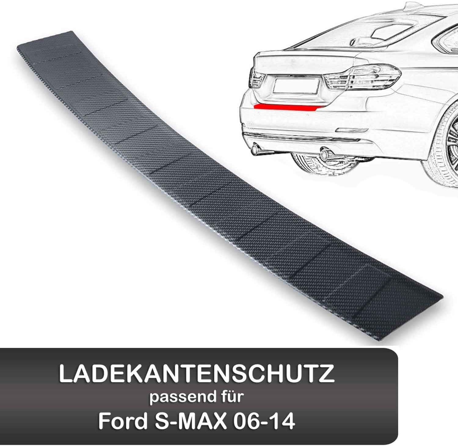 Saferide Bumper Protection Black Carbon Boot Sill Protector Boot Protector Stainless Steel Self-Adhesive Rear Scratch Protection Bumper Sill Trim for Gluing