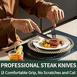 EWFEN 24-Piece Black Silverware Set with Steak