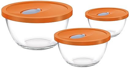 Treo Mixing Bowl Set with Lid, 3Pcs (1.5 Ltr, 1 Ltr, 0.5 Ltr)