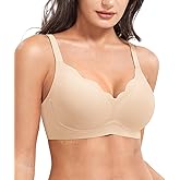 YEOREO Womens Wireless Bras Push Up Full Coverage Bra No Underwire Seamless Comfortable Scalloped Supportive Bralette