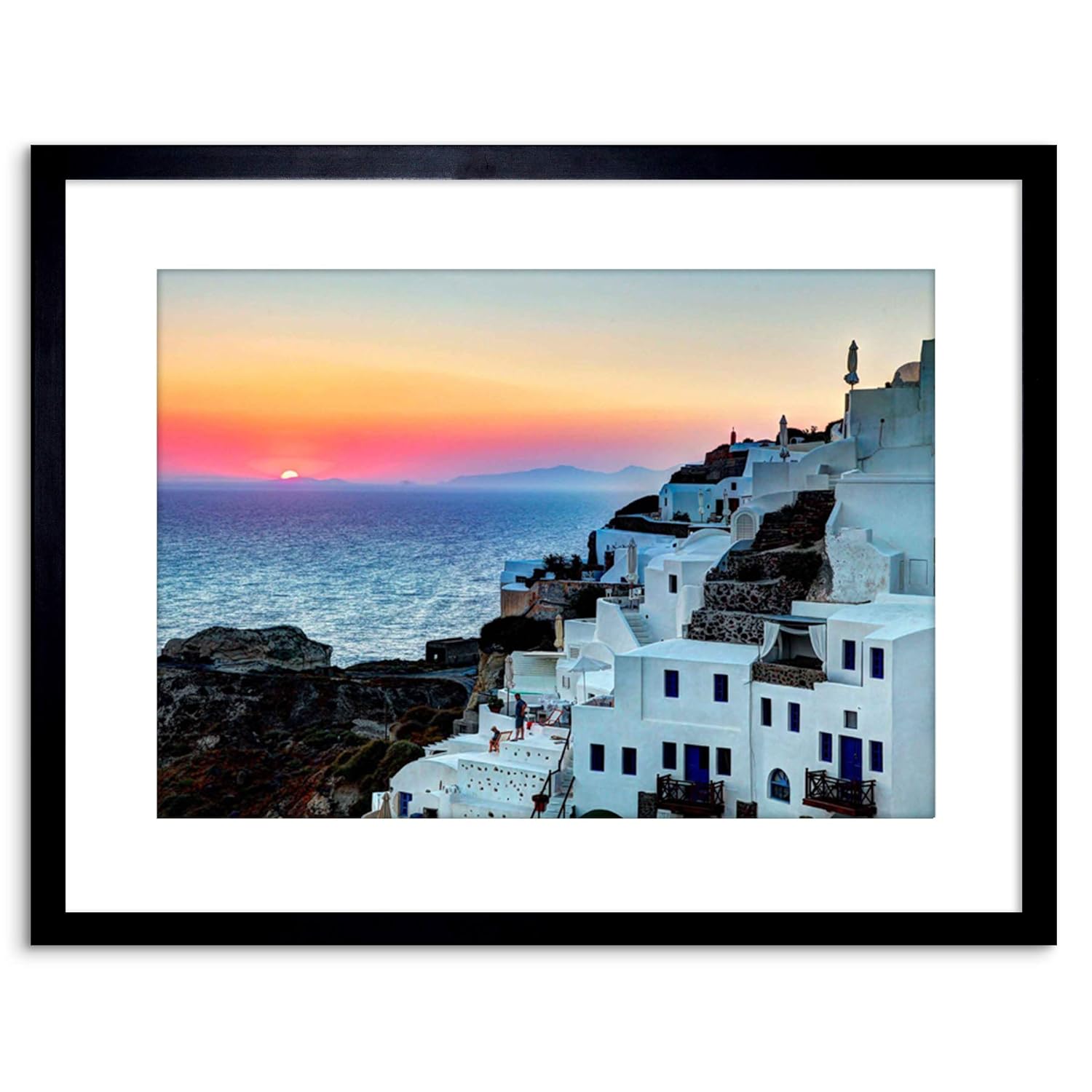 The Art Stop Photo Scenic Sunset OIA Santorini Greece Buildings Framed Print F97X6500