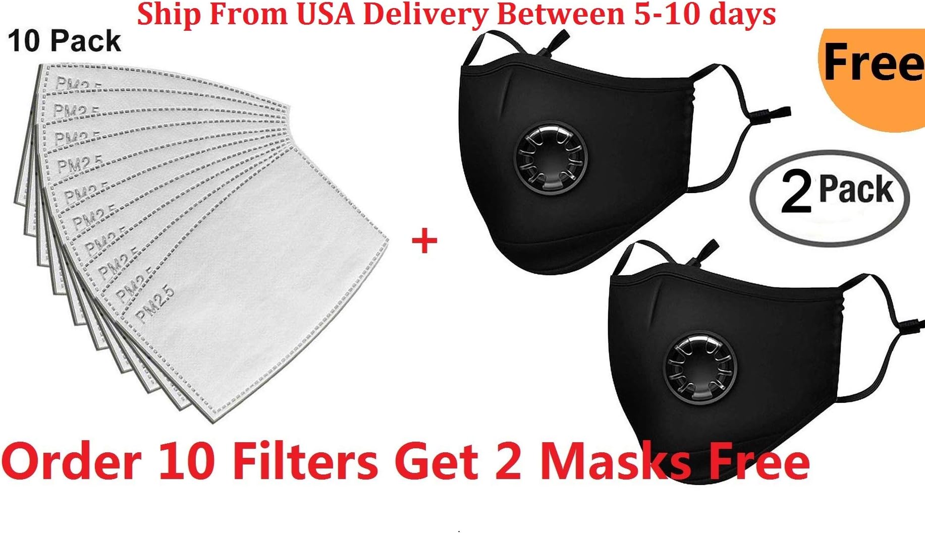 Seekay 10Pcs PM2.5 Activated Carbon Filter 5 Layer Replacement Protective Filter for Mask