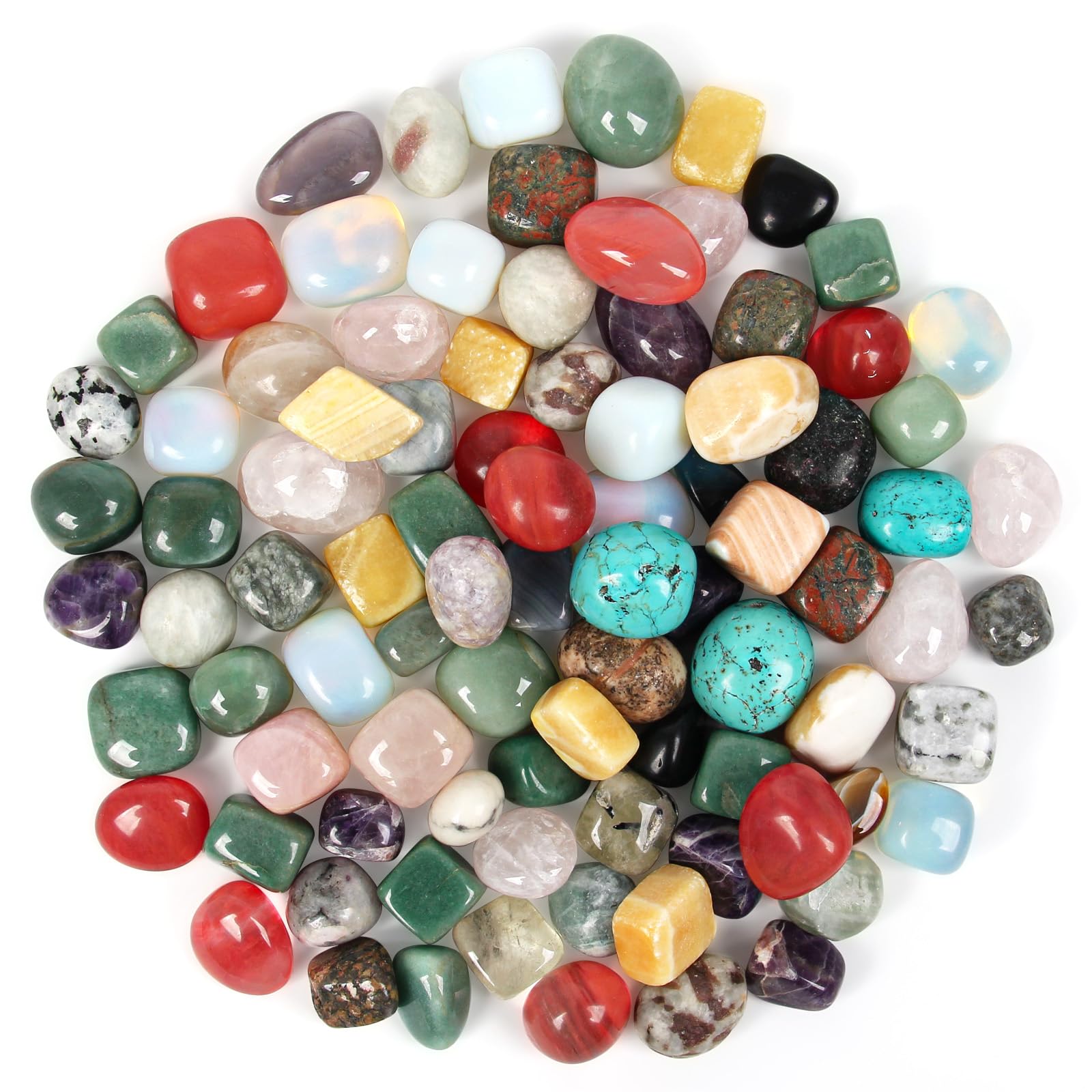 Photo 1 of 3.5lb Warm Color Mixed Large Tumbled Crystal Stones Bulk, 1?-1.3?, Approx 110 Pcs - Natural Polished Healing Crystals for Meditation, Decoration, Collecting, Cabbing, Wire Wrapping, Wicca & Reiki