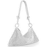 OSDUE Rhinestone Purse for Women Evening Bag Rhinestone Hobo Bag Sparkly Mini Handbag Silver Diamond Purses Bling Rhinestones Shiny Silver Clutch for Wedding Party Club