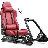 GTPLAYER Racing Simulator Cockpit with Seat and Bluetooth Speakers, Racing Style Reclining Seat and Ultra-Sturdy Alloy Steel Frame (Winered)