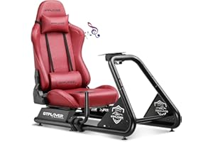 GTPLAYER Racing Simulator Cockpit with Seat and Bluetooth Speakers, Racing Style Reclining Seat and Ultra-Sturdy Alloy Steel Frame (Winered)