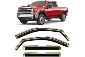 CZShiYue in-Channel Window Rain Guards Fit for 2020-2025 2026 Chevy Silverado & GMC Sierra 2500HD/3500HD Crew Cab Truck Extra Durable Deflectors Window Vent Visors Shades Exterior Car Accessories